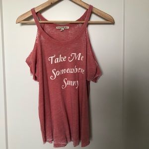 Open Shoulder Express Graphic Top